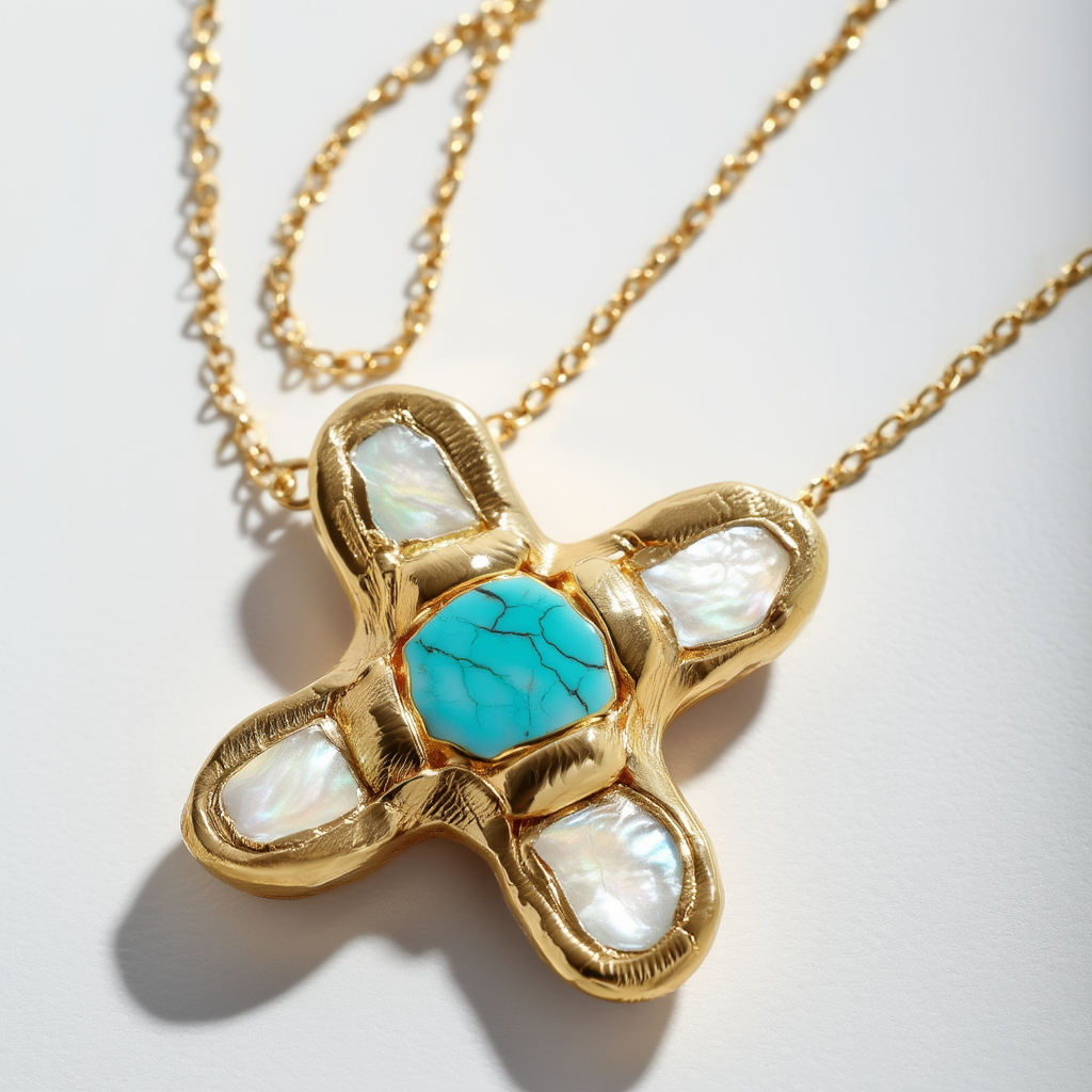 Collar de cruz fundida - Perla natural