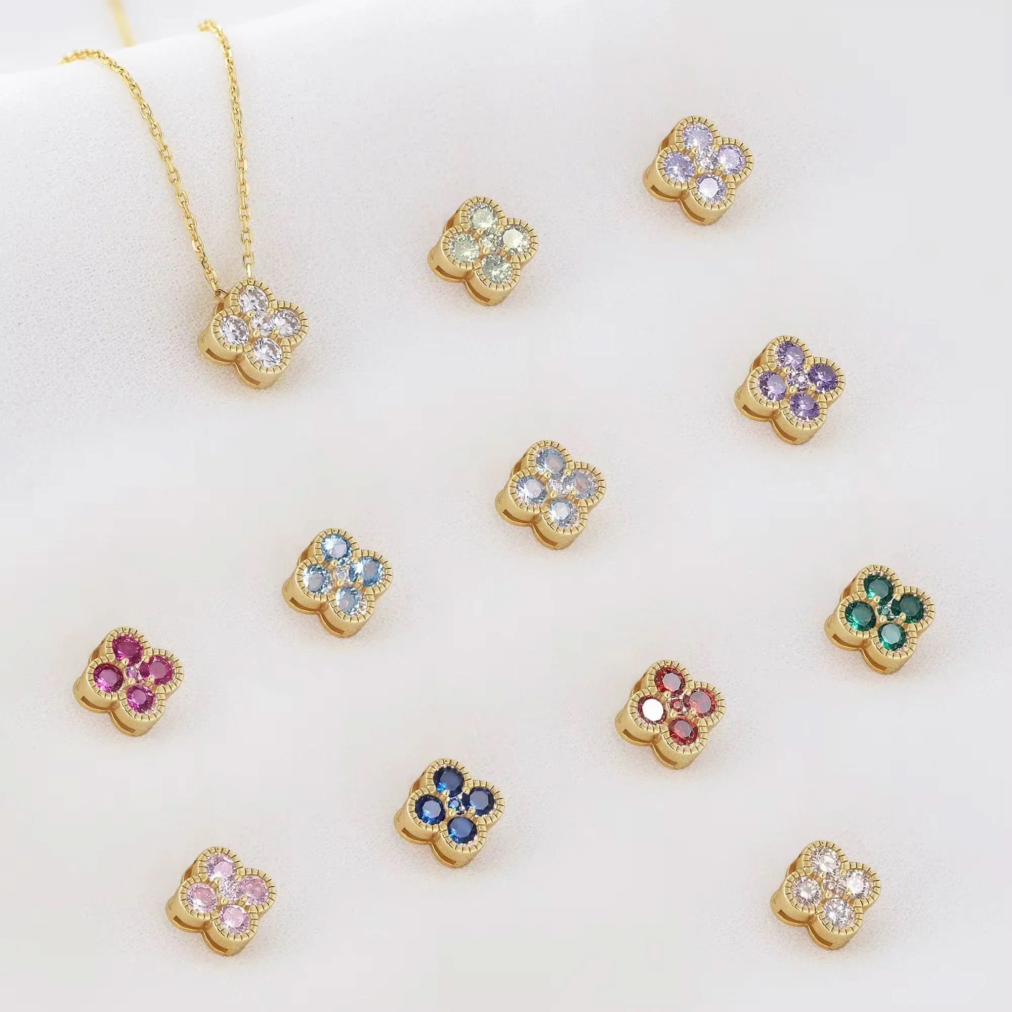 Clover Birthstone Necklace Sterling Silver - AYUNA