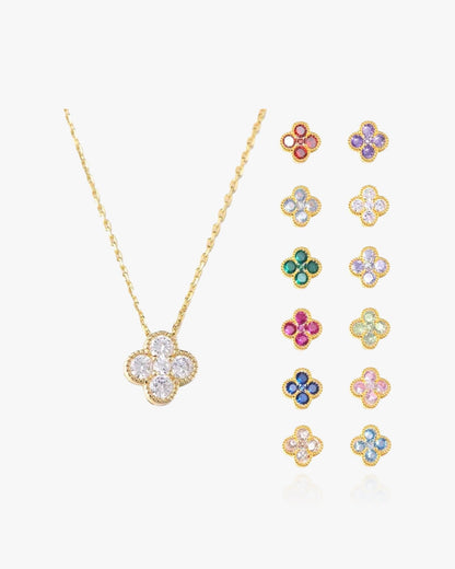Clover Birthstone Necklace Sterling Silver - AYUNA
