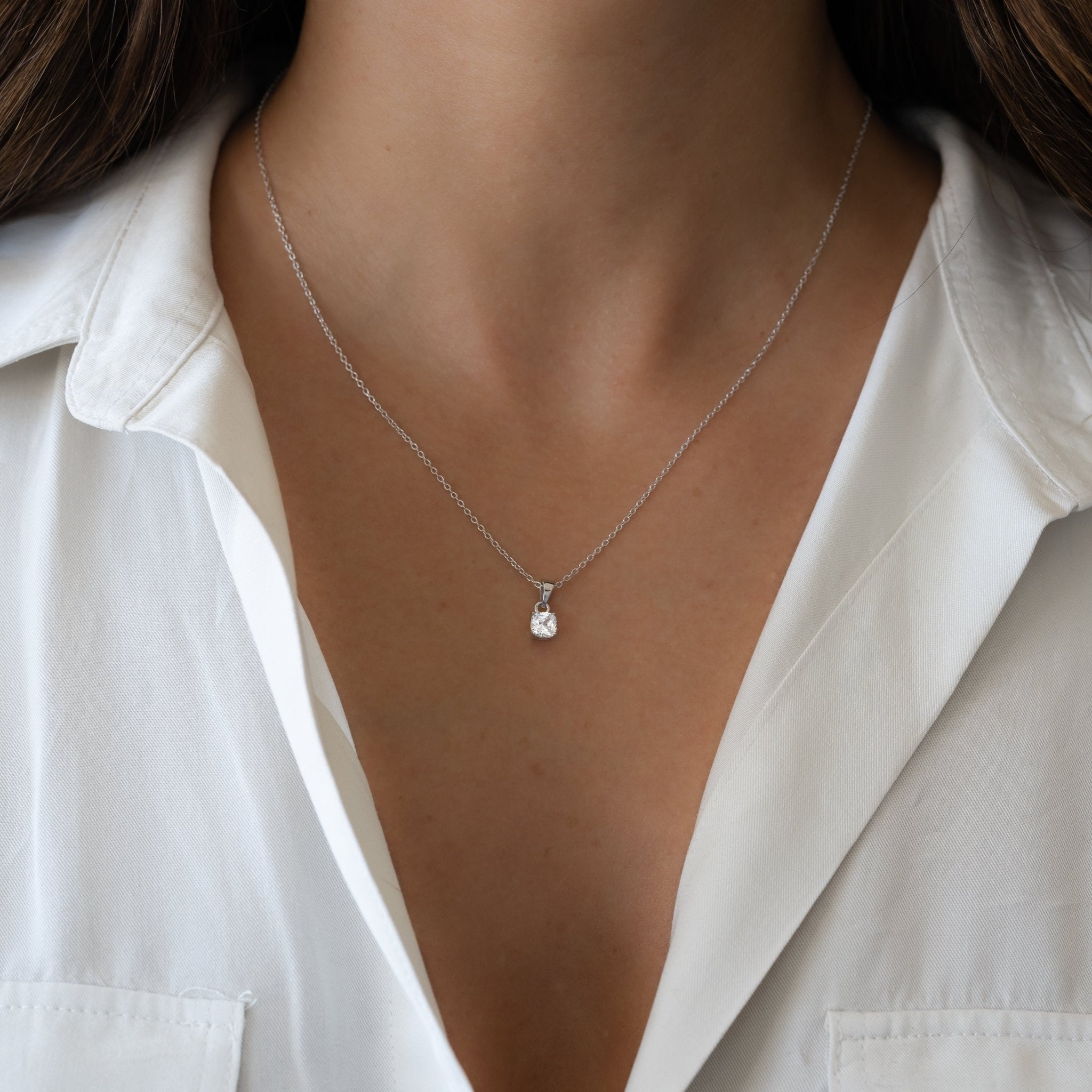 Cushion Diamond Necklace - AYUNA