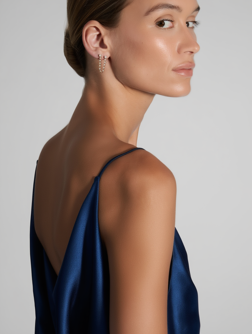 Two-Piercing Tennis Chain Link Studs