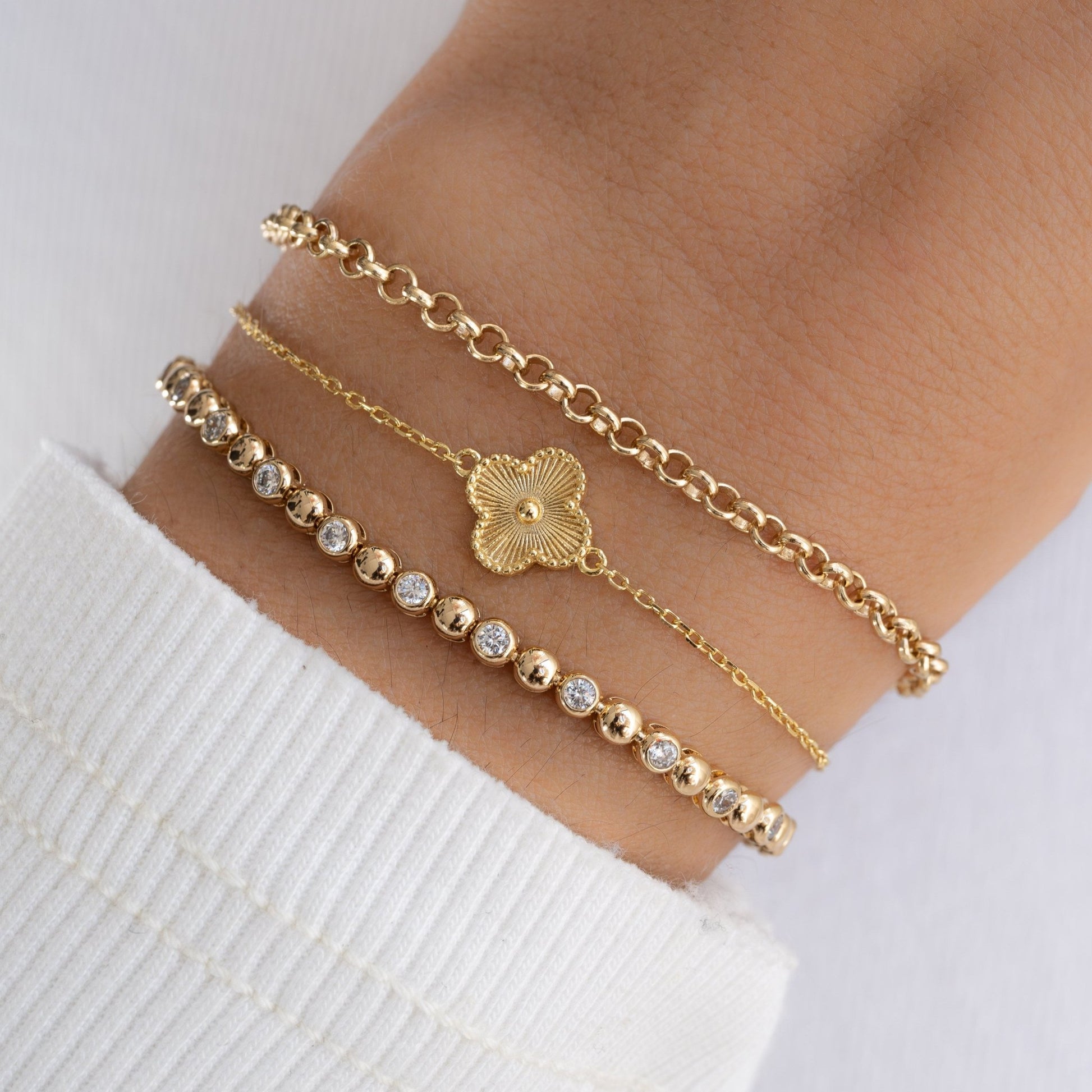 Dahlia Single Four Leaf Clover Bracelet - AYUNA