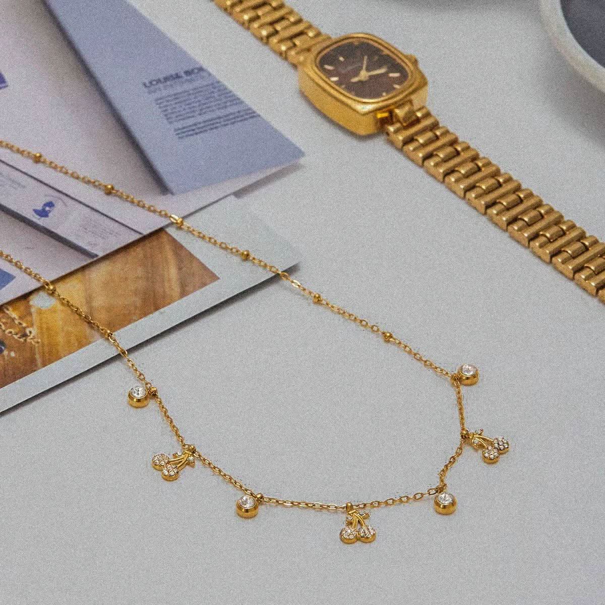 Dainty Cherry Charms Necklace - AYUNA