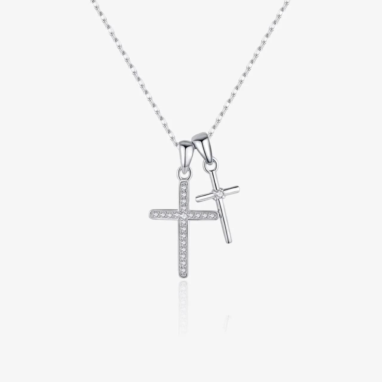 Dainty Double Cross Necklace - AYUNA