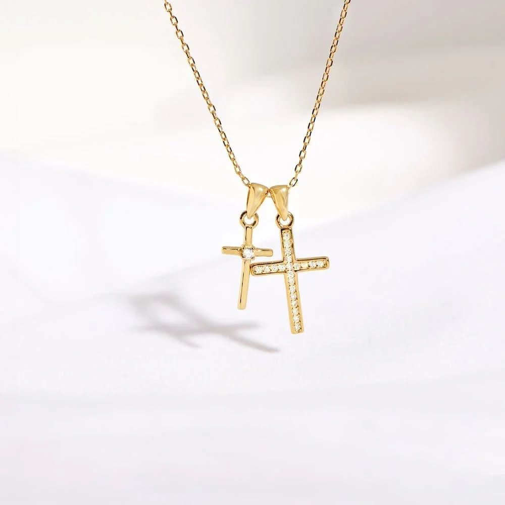 Dainty Double Cross Necklace - AYUNA
