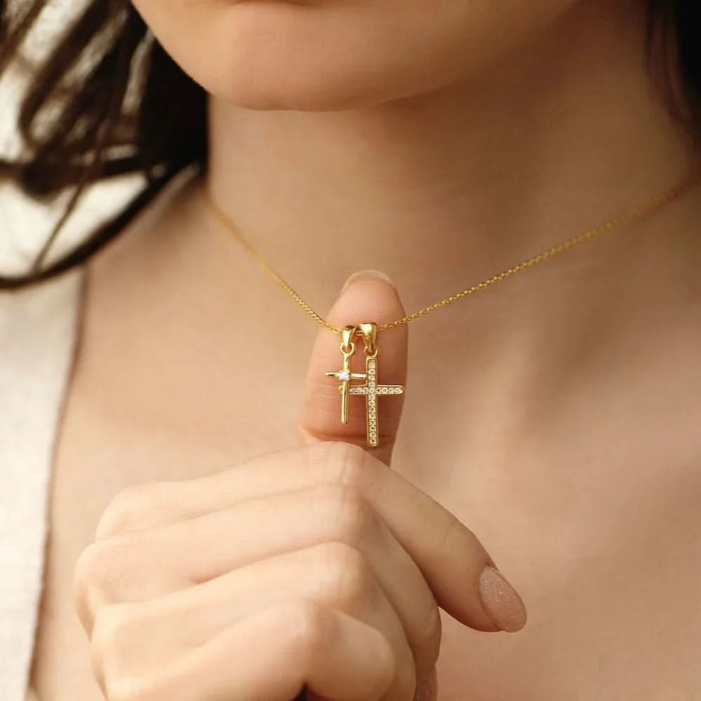 Dainty Double Cross Necklace - AYUNA