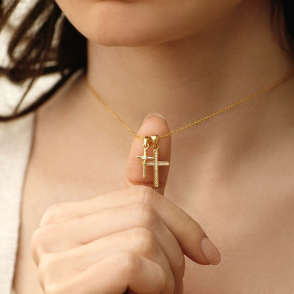 Dainty Double Cross Necklace - AYUNA