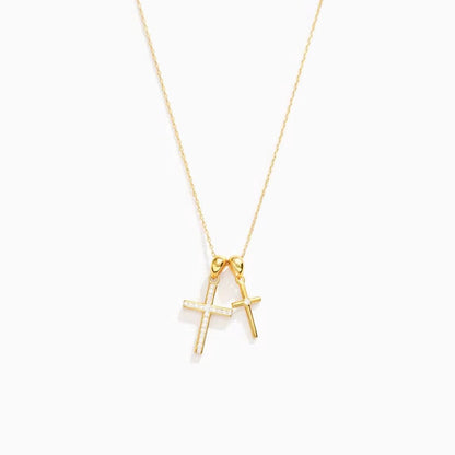 Dainty Double Cross Necklace - AYUNA