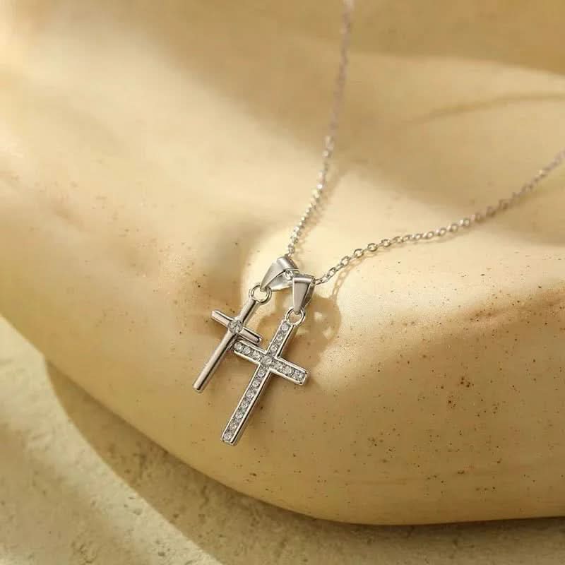 Dainty Double Cross Necklace - AYUNA