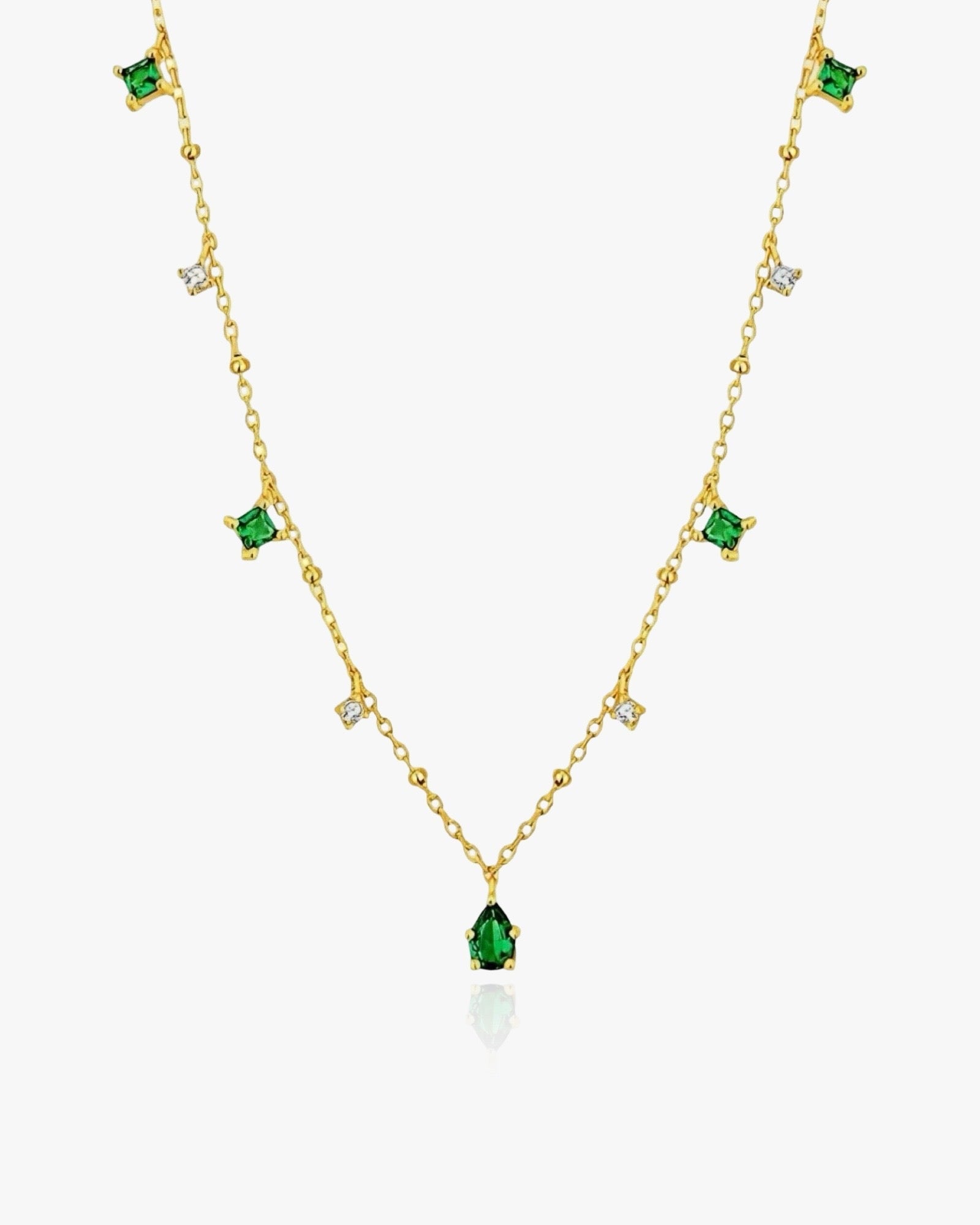Dainty Emerald Necklace Sterling Silver - AYUNA