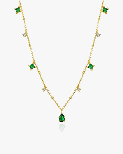 Dainty Emerald Necklace Sterling Silver - AYUNA