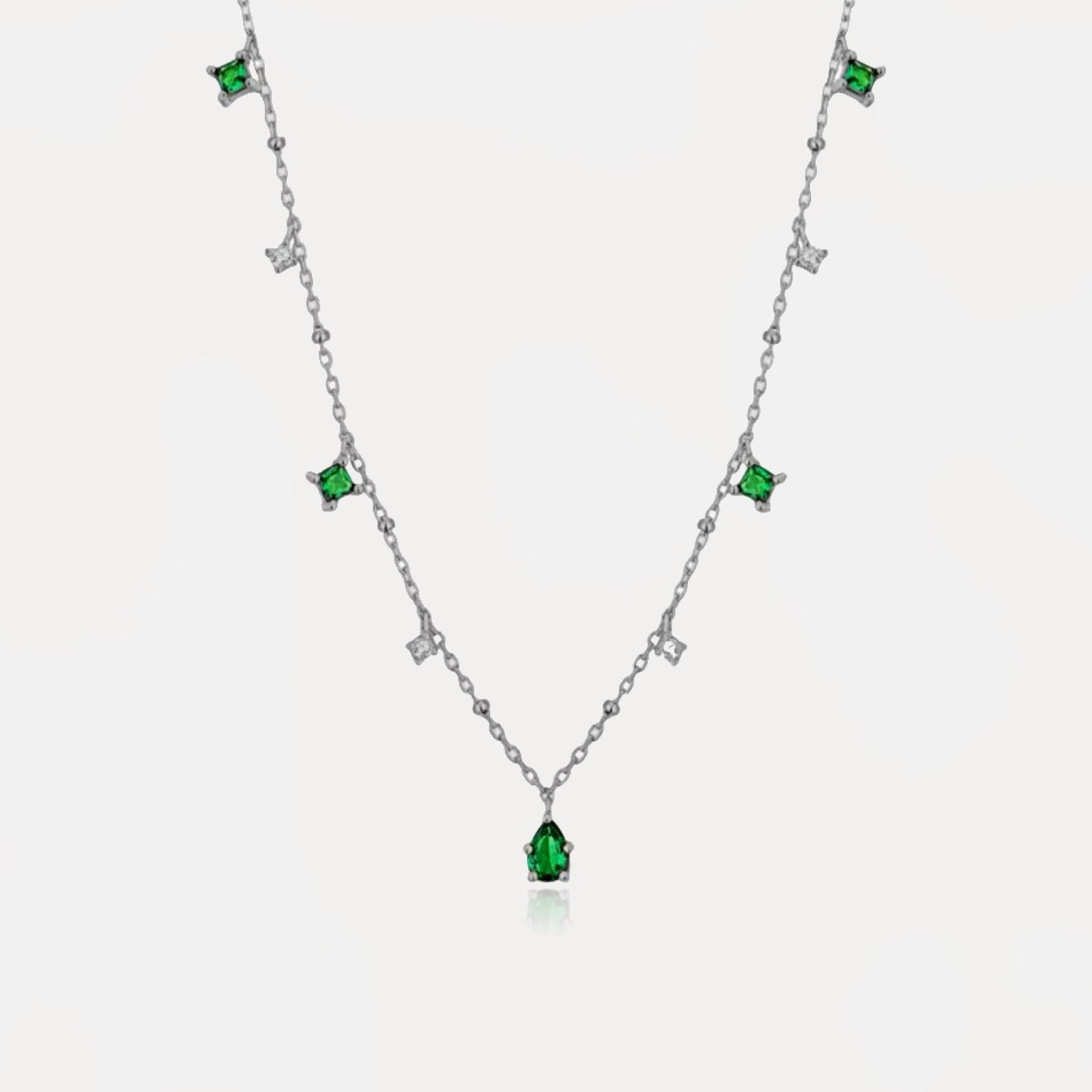 Dainty Emerald Necklace Sterling Silver - AYUNA