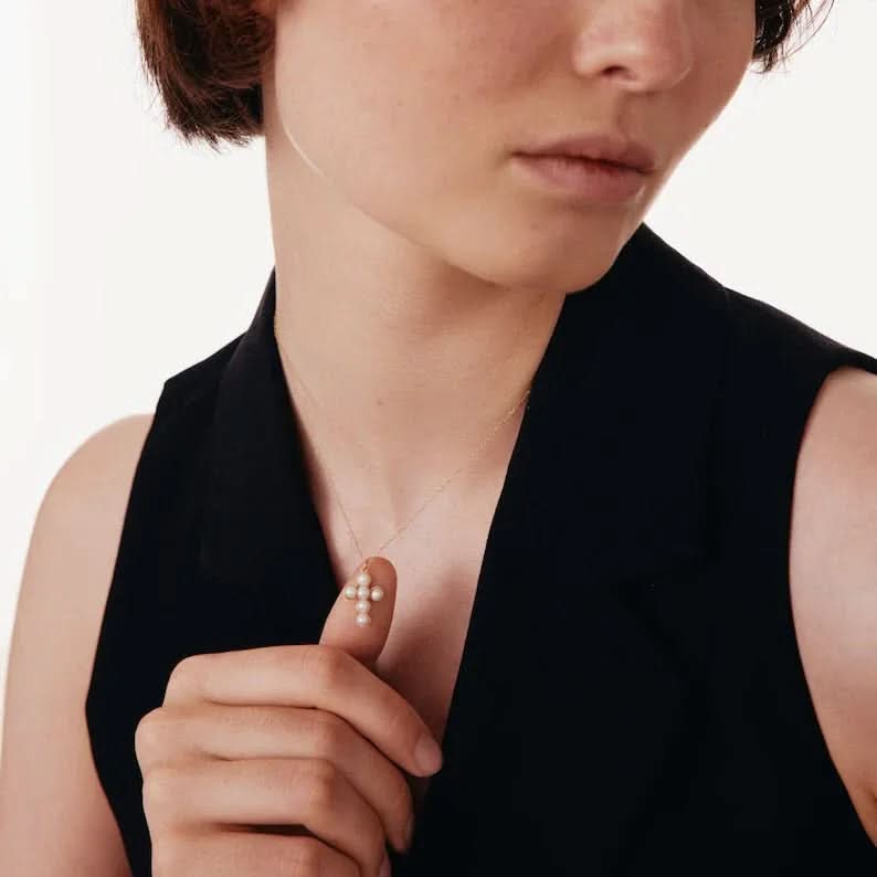 Dainty Pearl Cross - AYUNA