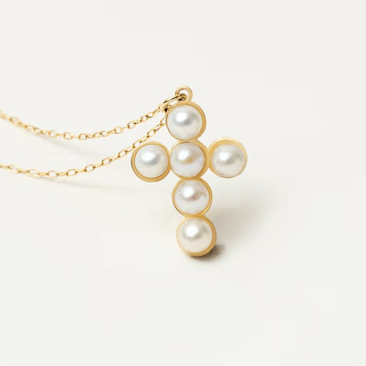 Dainty Pearl Cross - AYUNA