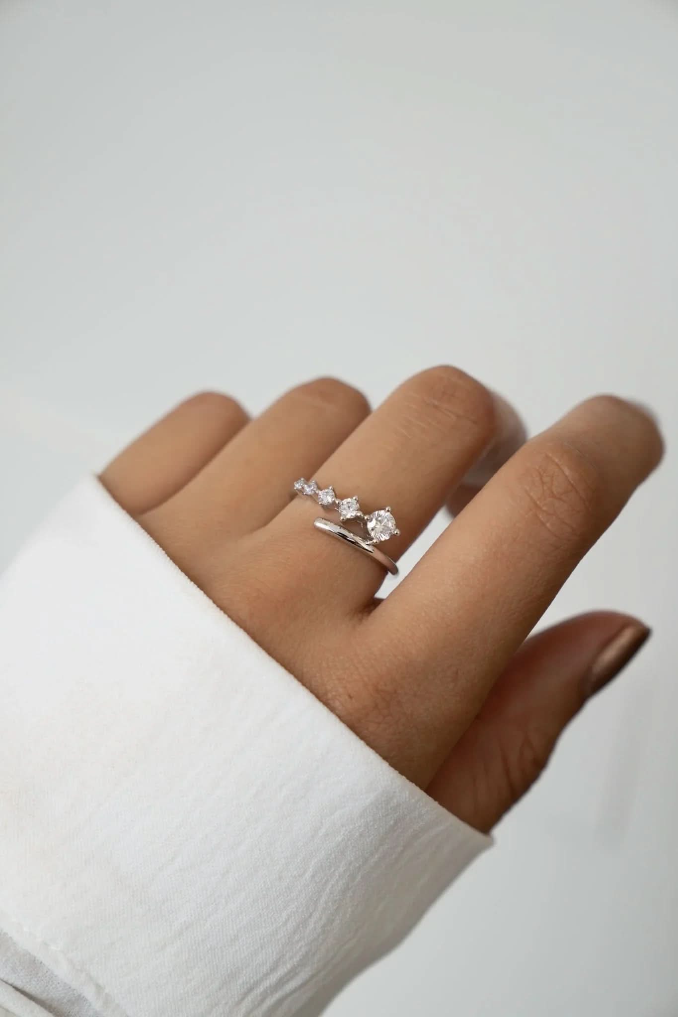 Diamond Bypass Ring - AYUNA