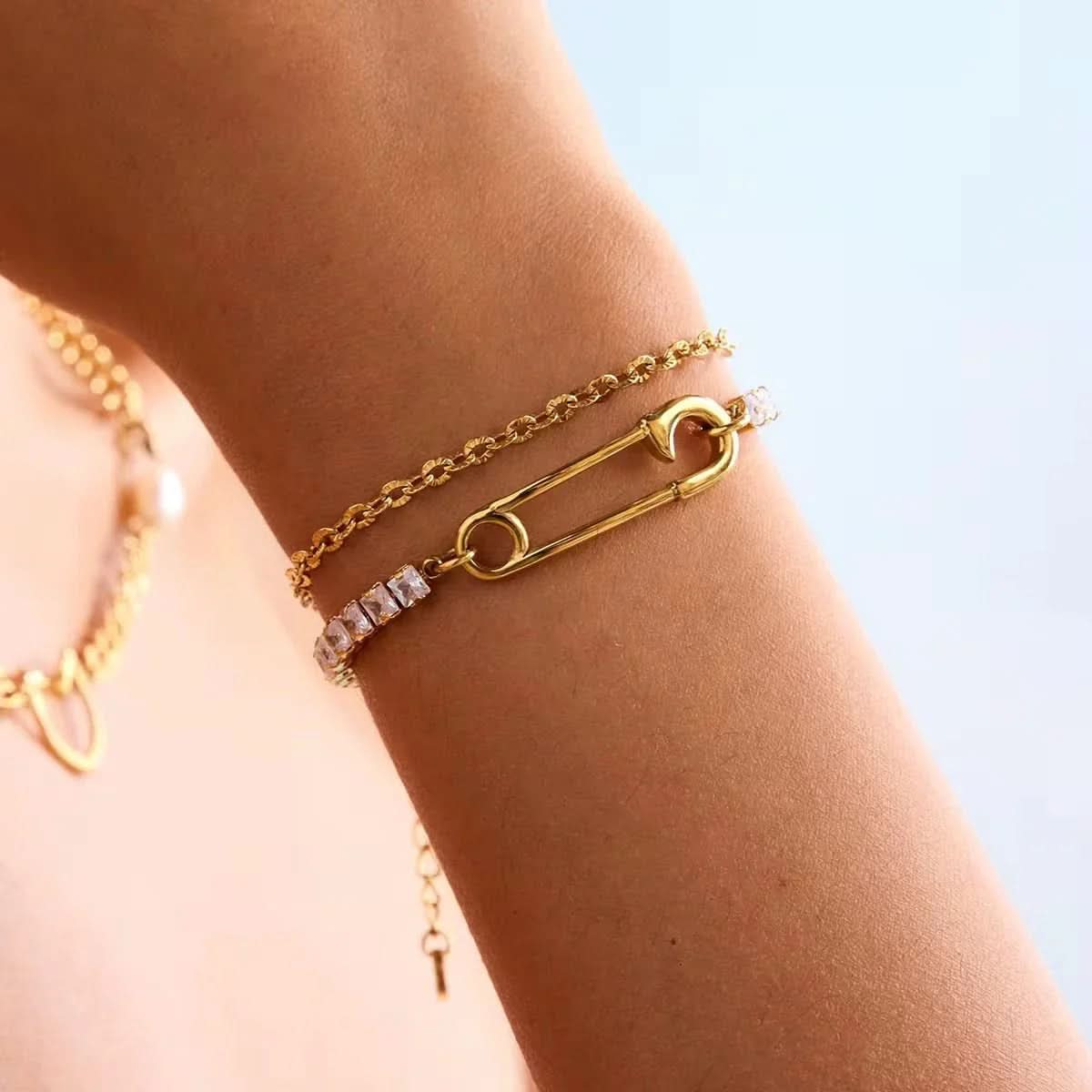 Double Safety Pin Bracelet - AYUNA