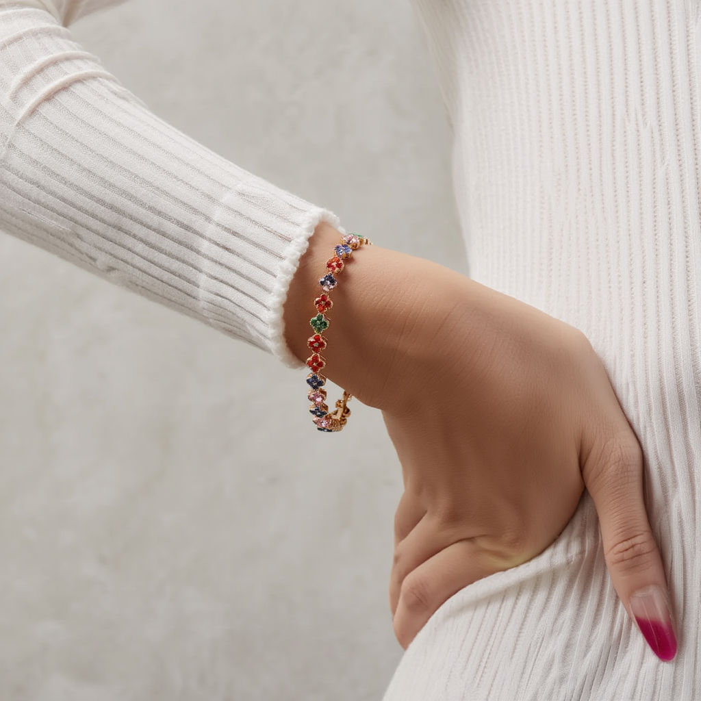 Pulsera de trébol arcoíris