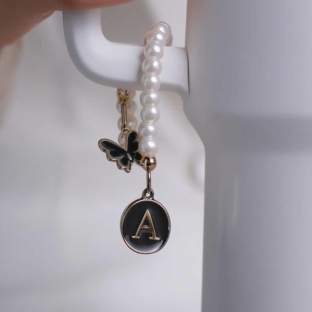 Pearl Chain Accessories Stanley Cup Initial Charms