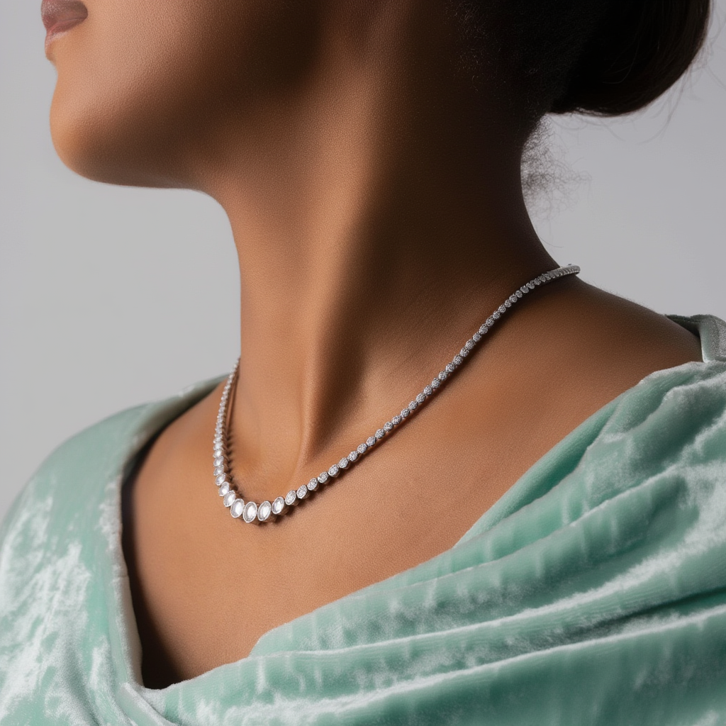 Gradient Bezel Tennis Necklace