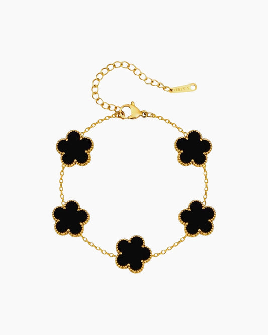 Flower Clover Bracelet Black - AYUNA