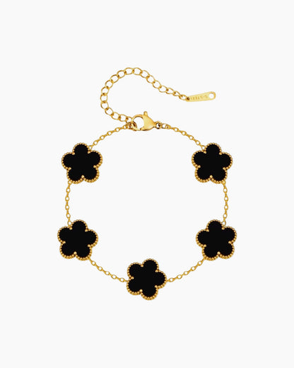 Flower Clover Bracelet Black - AYUNA