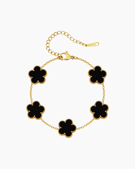 Flower Clover Bracelet Black - AYUNA
