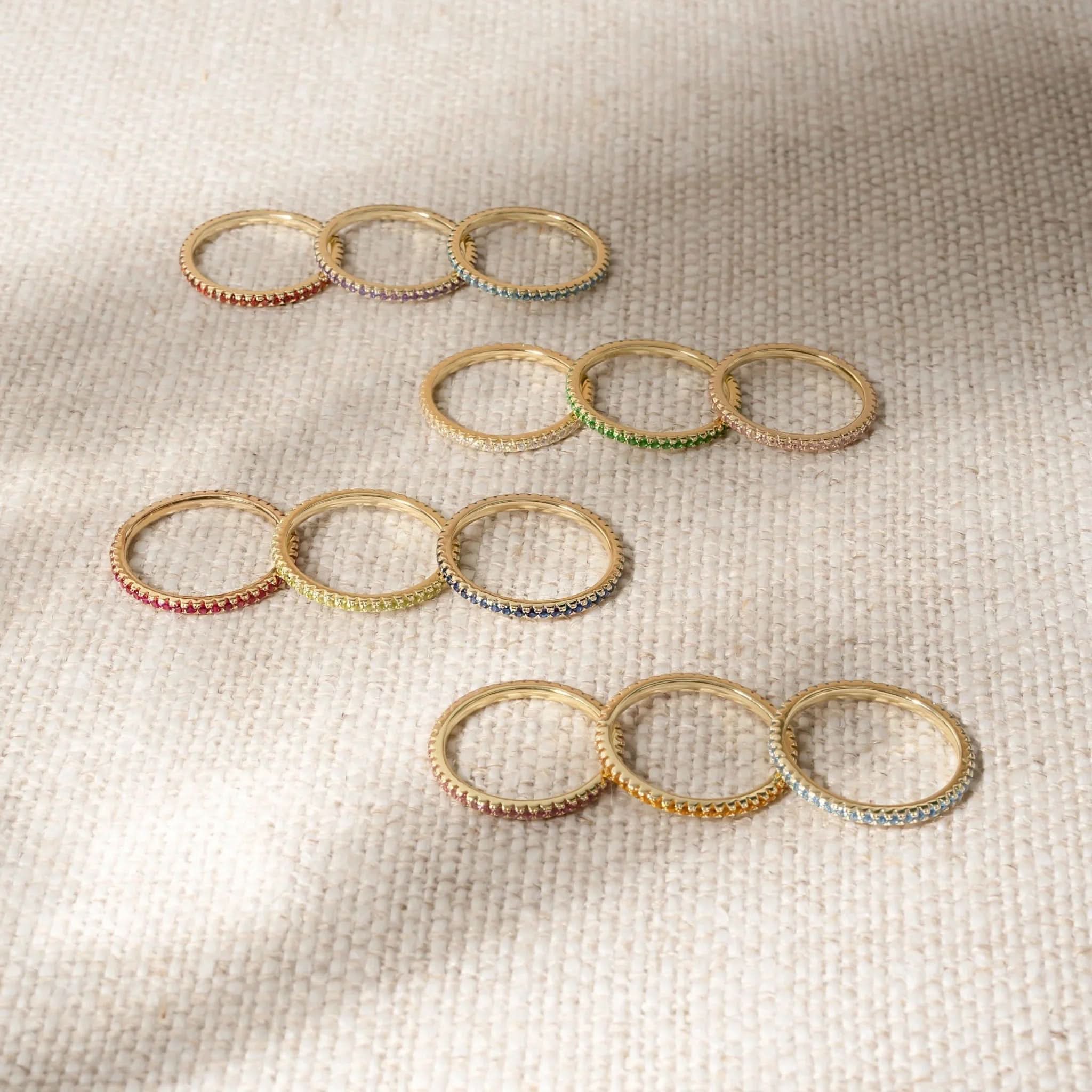 Gold Eternity Birthstone Rings - AYUNA