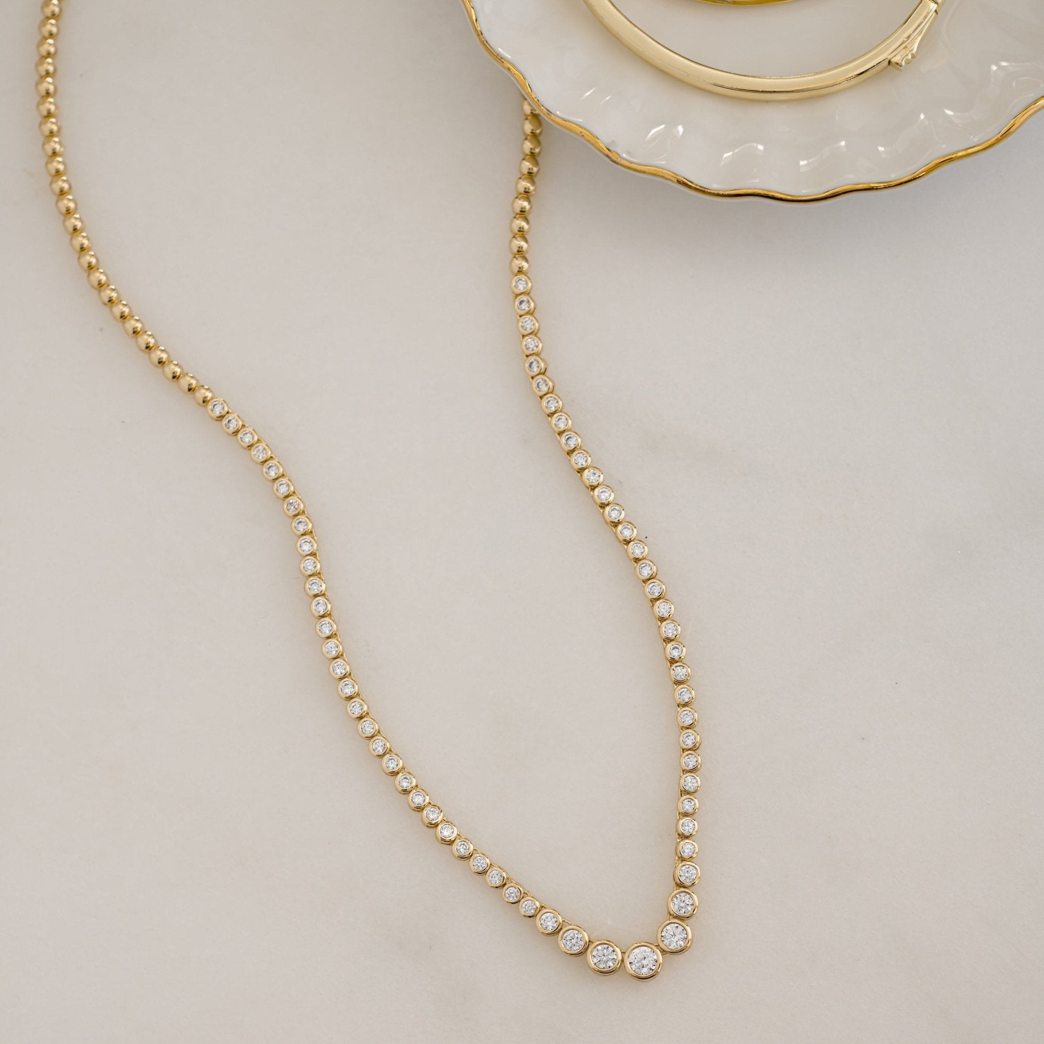 Gradient Bezel Tennis Necklace - AYUNA