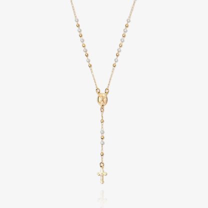 Mary Rosary Lariat Cross Necklace - AYUNA