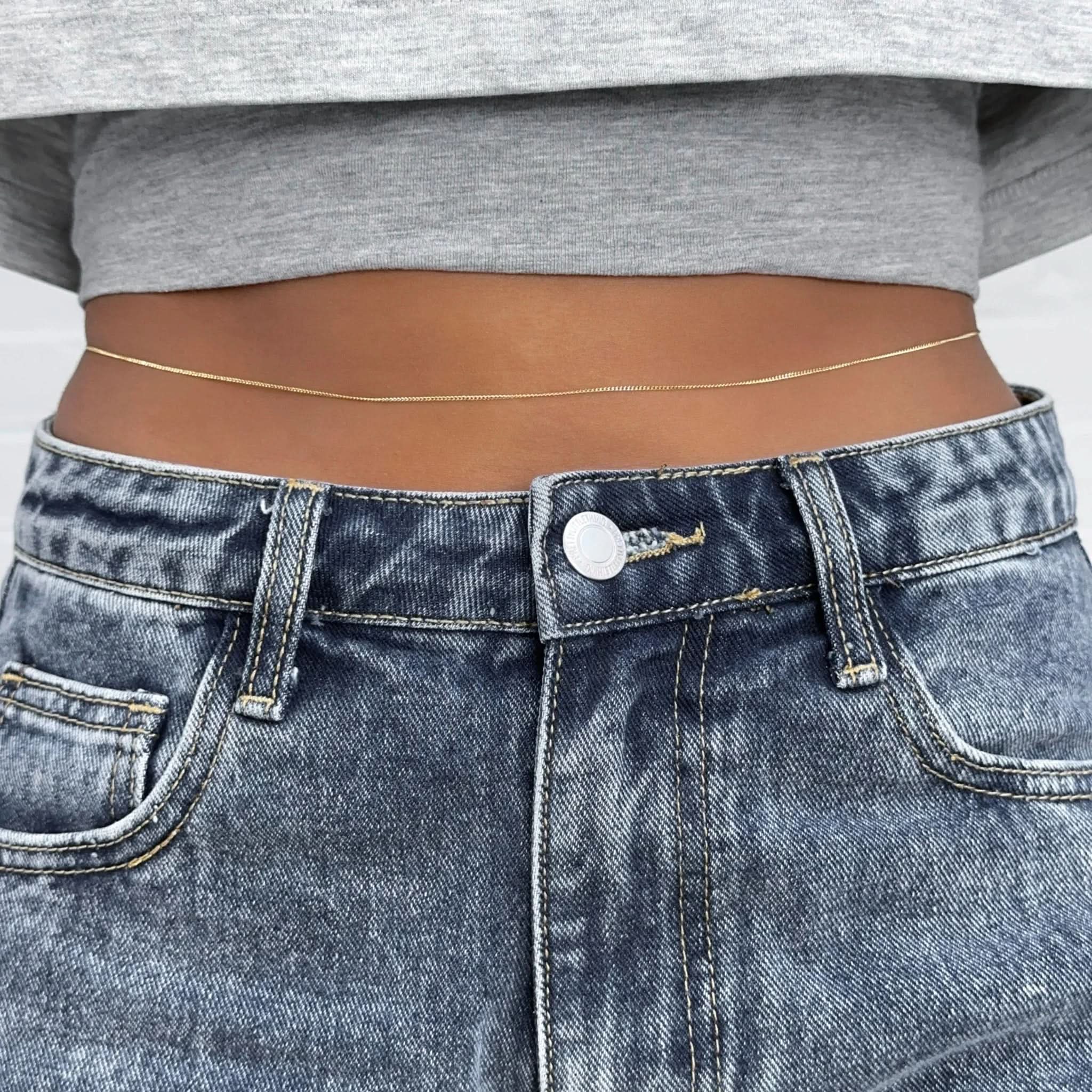 Mini Curb Golden Belly Chain - AYUNA