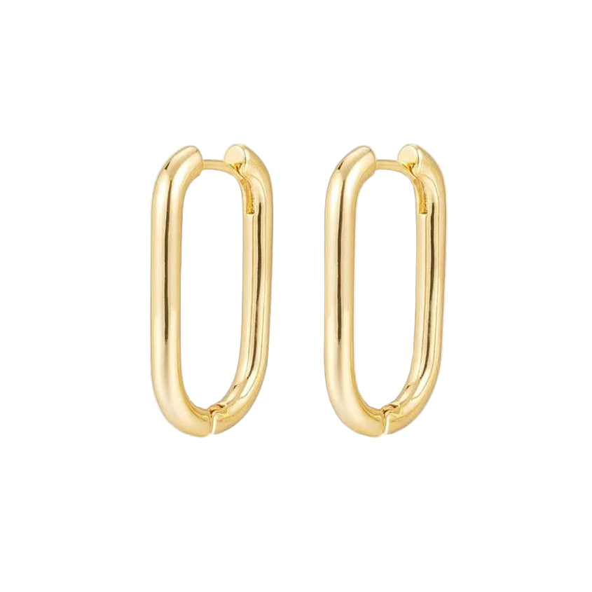 Gold hoop earrings on a white background