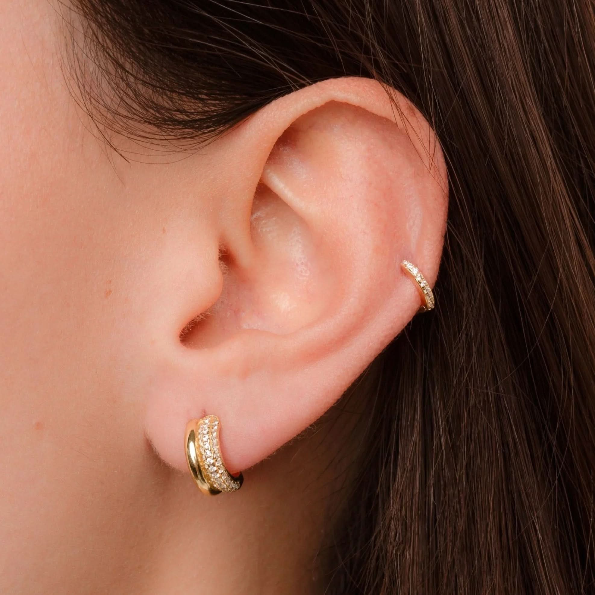 Pavé Double Hoop Earrings - AYUNA