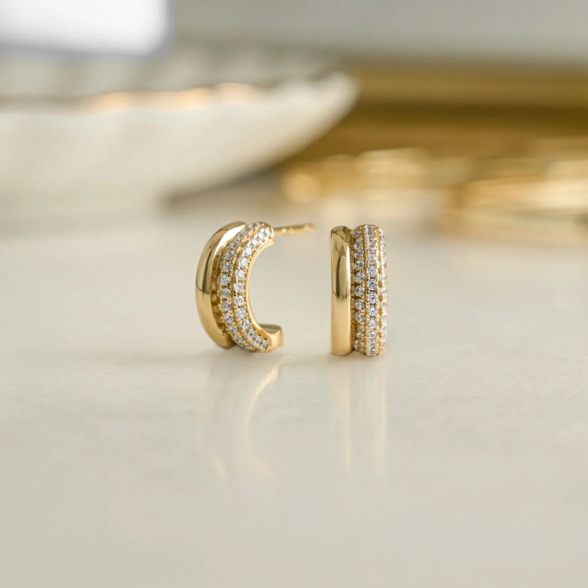 Pavé Double Hoop Earrings - AYUNA