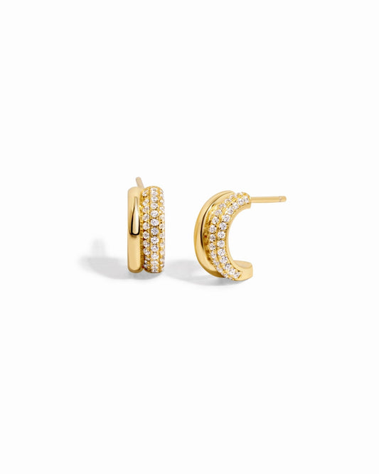 Pavé Double Hoop Earrings - AYUNA