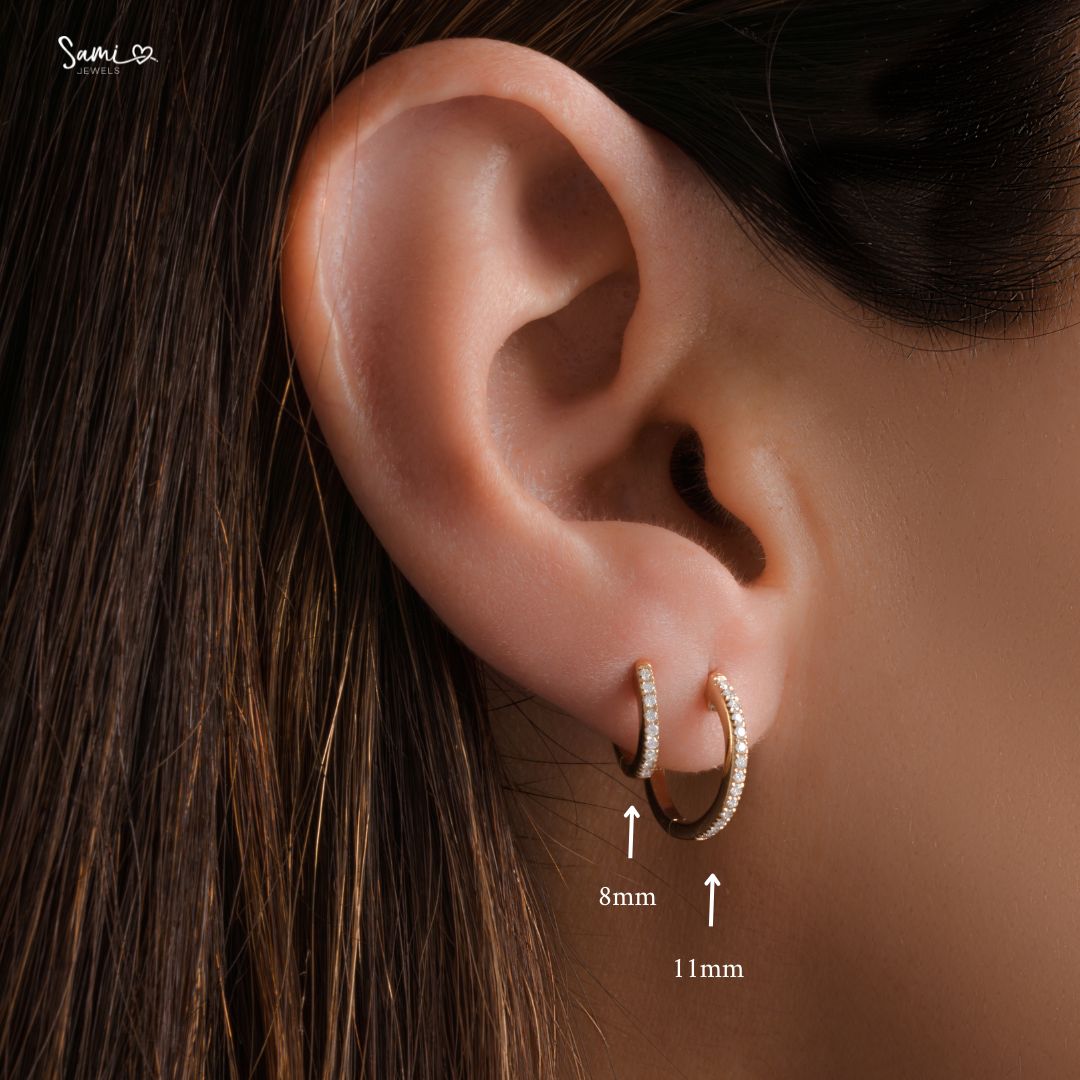 Pavé Huggie Earrings (Two Sizes Available) - AYUNA