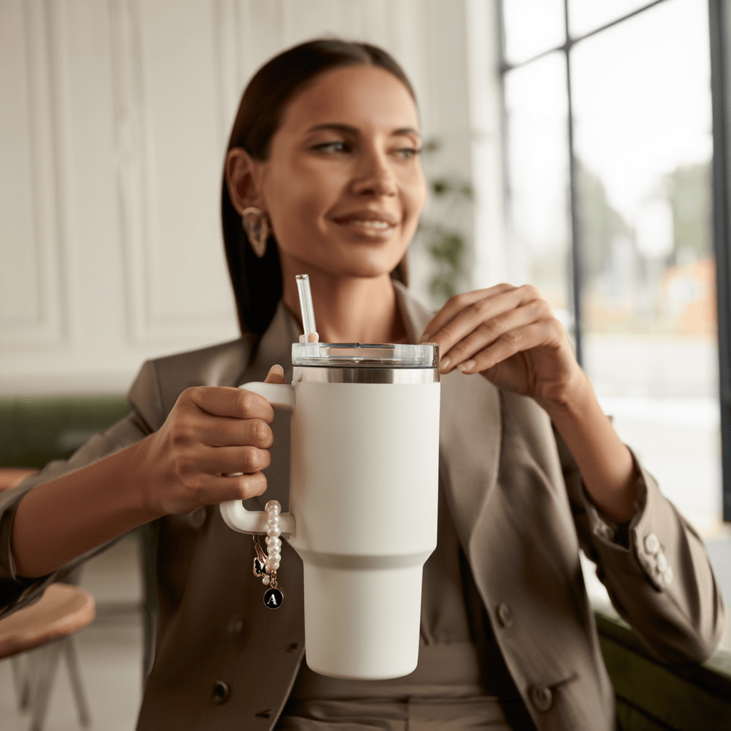 Pearl Chain Accessories Stanley Cup Initial Charms - AYUNA