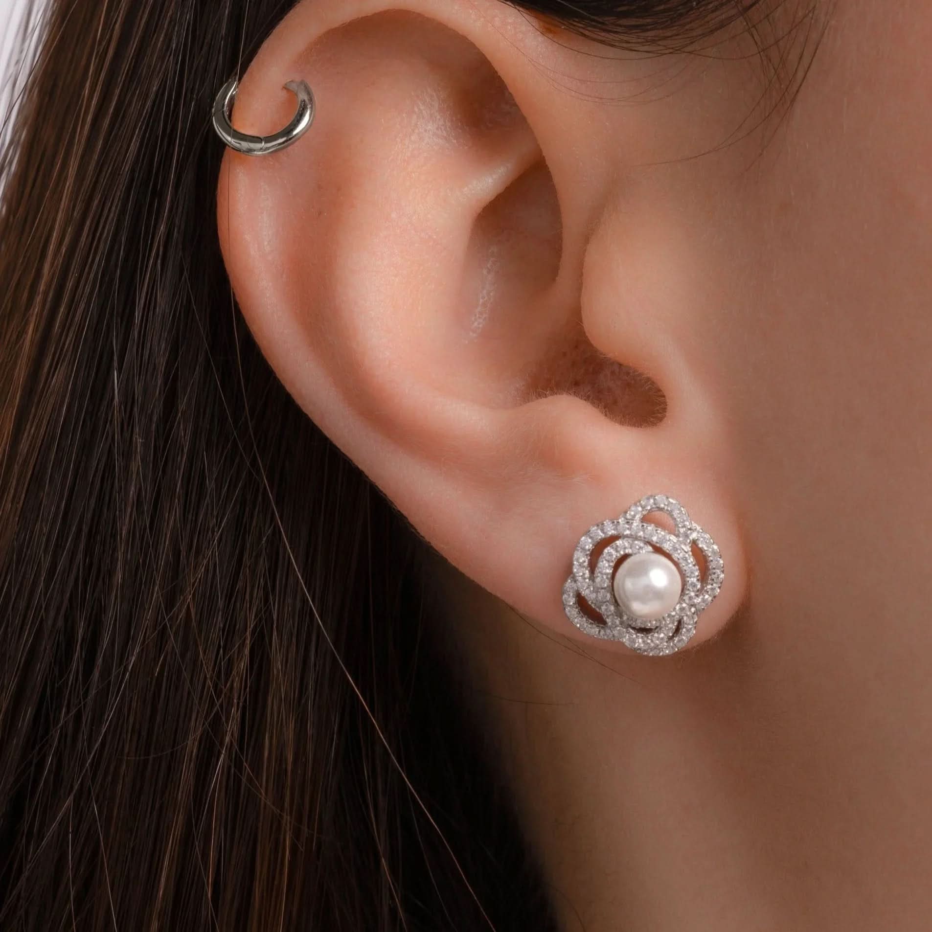 Pearl Flower Statement Studs - AYUNA