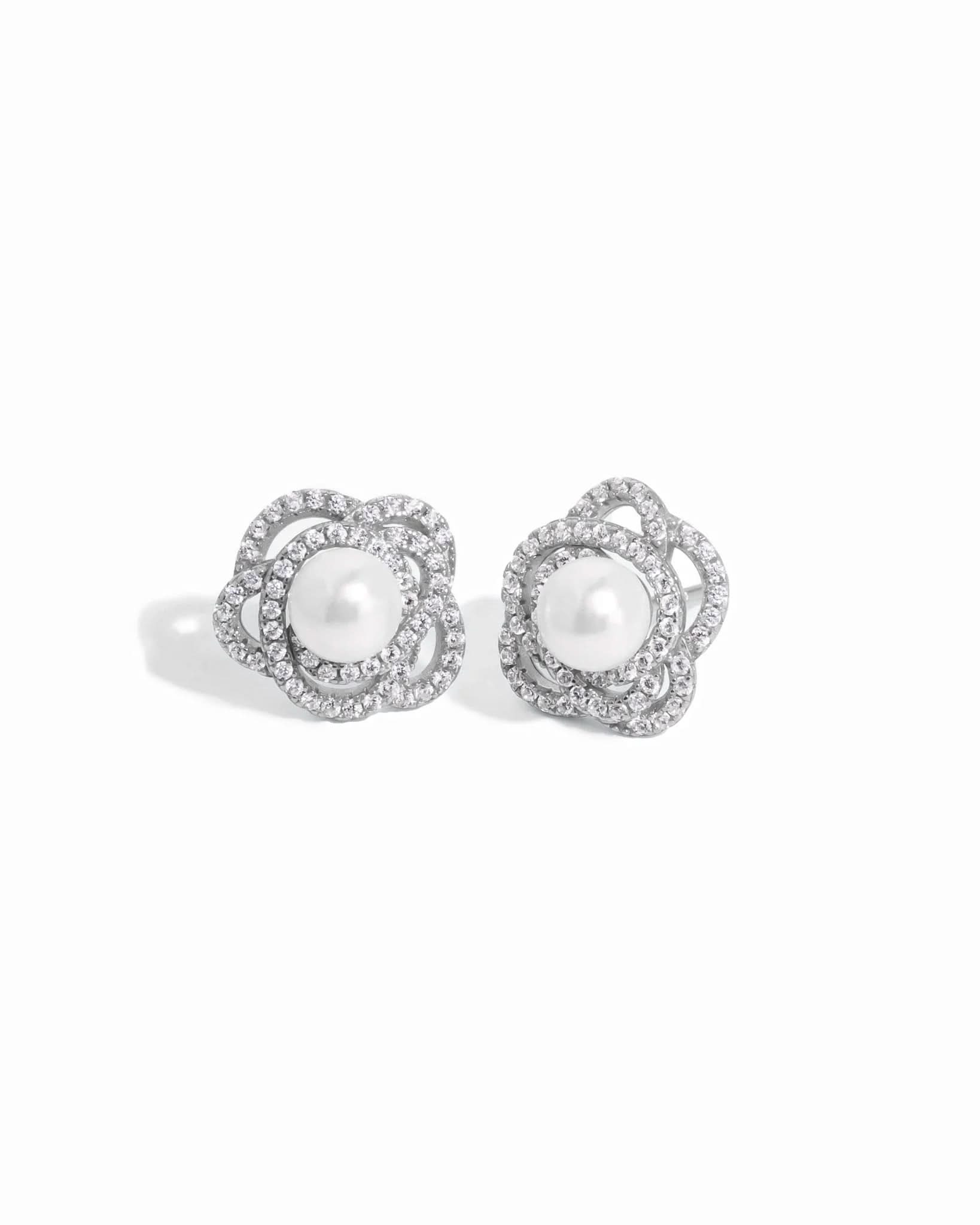 Pearl Flower Statement Studs - AYUNA