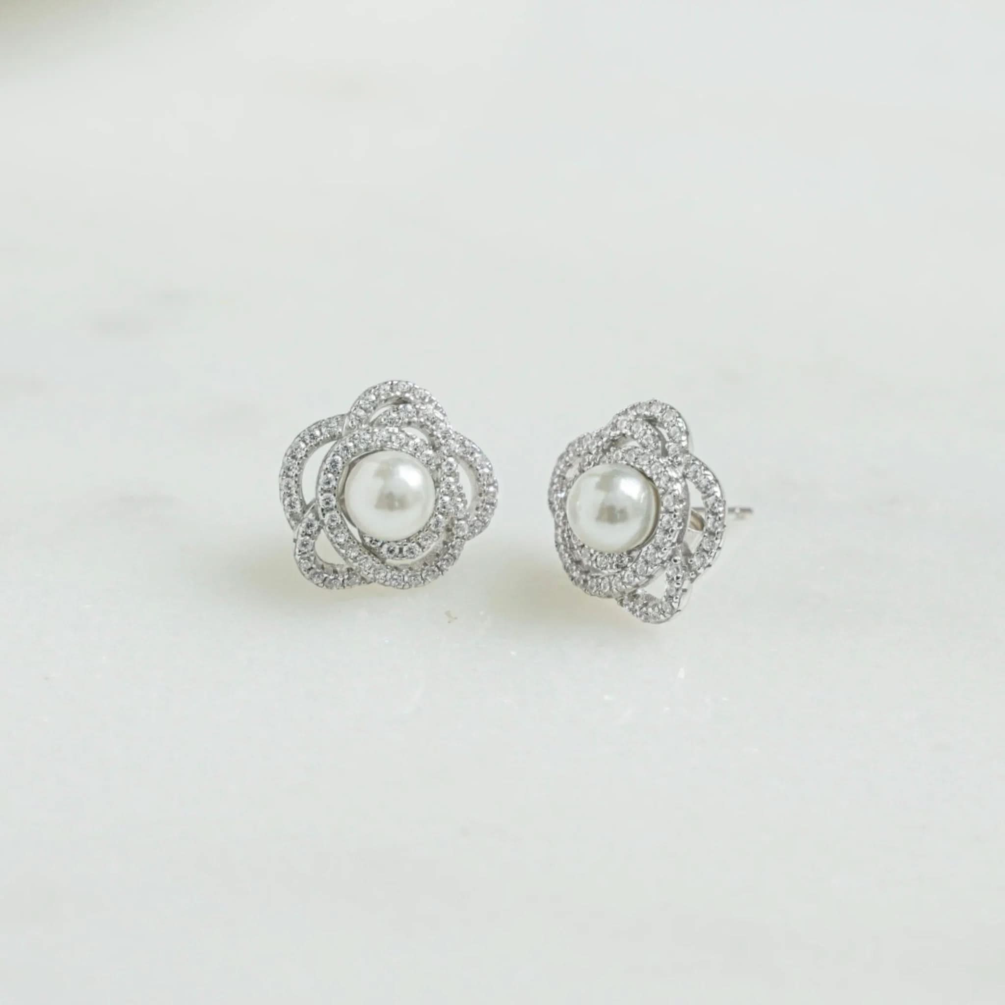 Pearl Flower Statement Studs - AYUNA