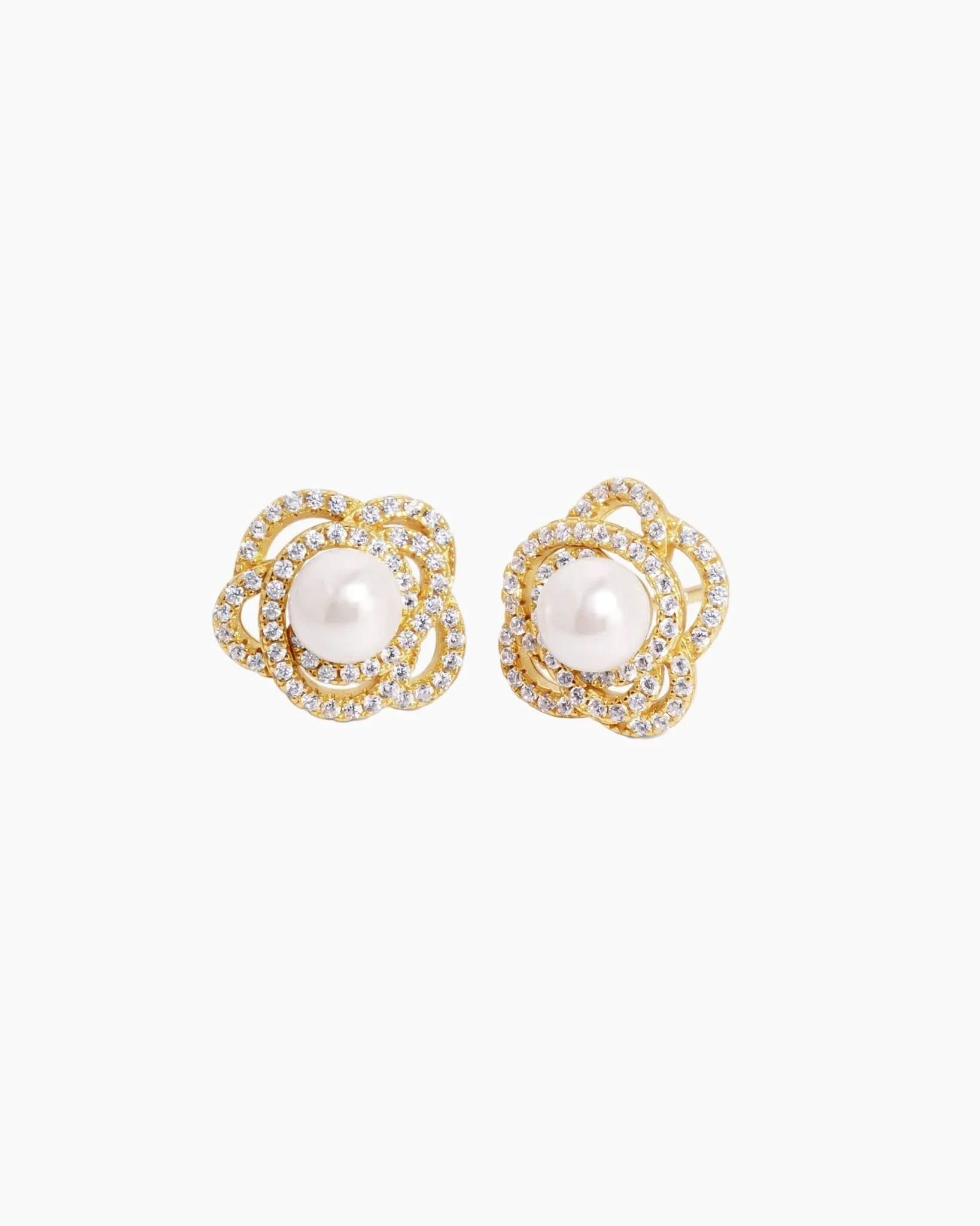 Pearl Flower Statement Studs - AYUNA