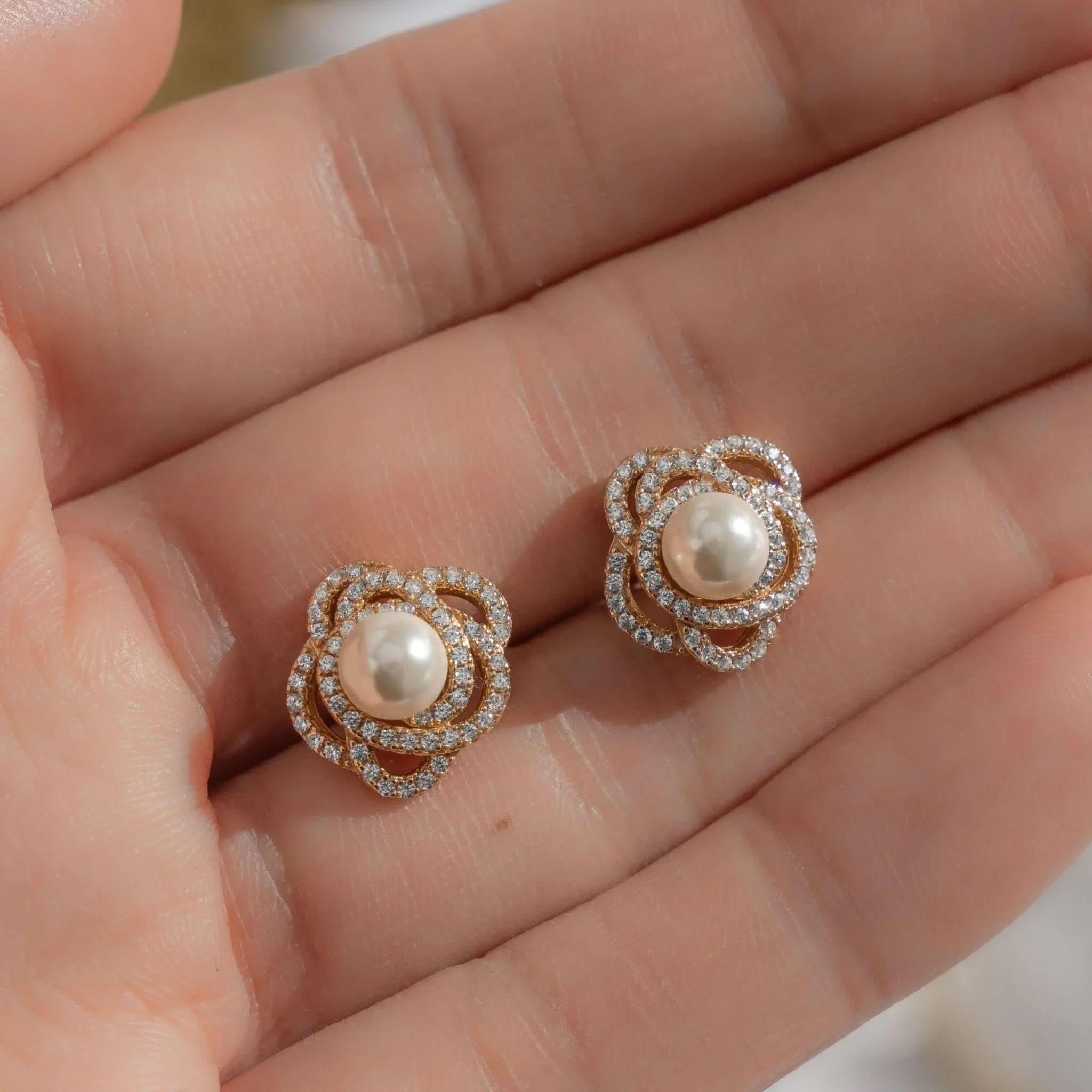 Pearl Flower Statement Studs - AYUNA