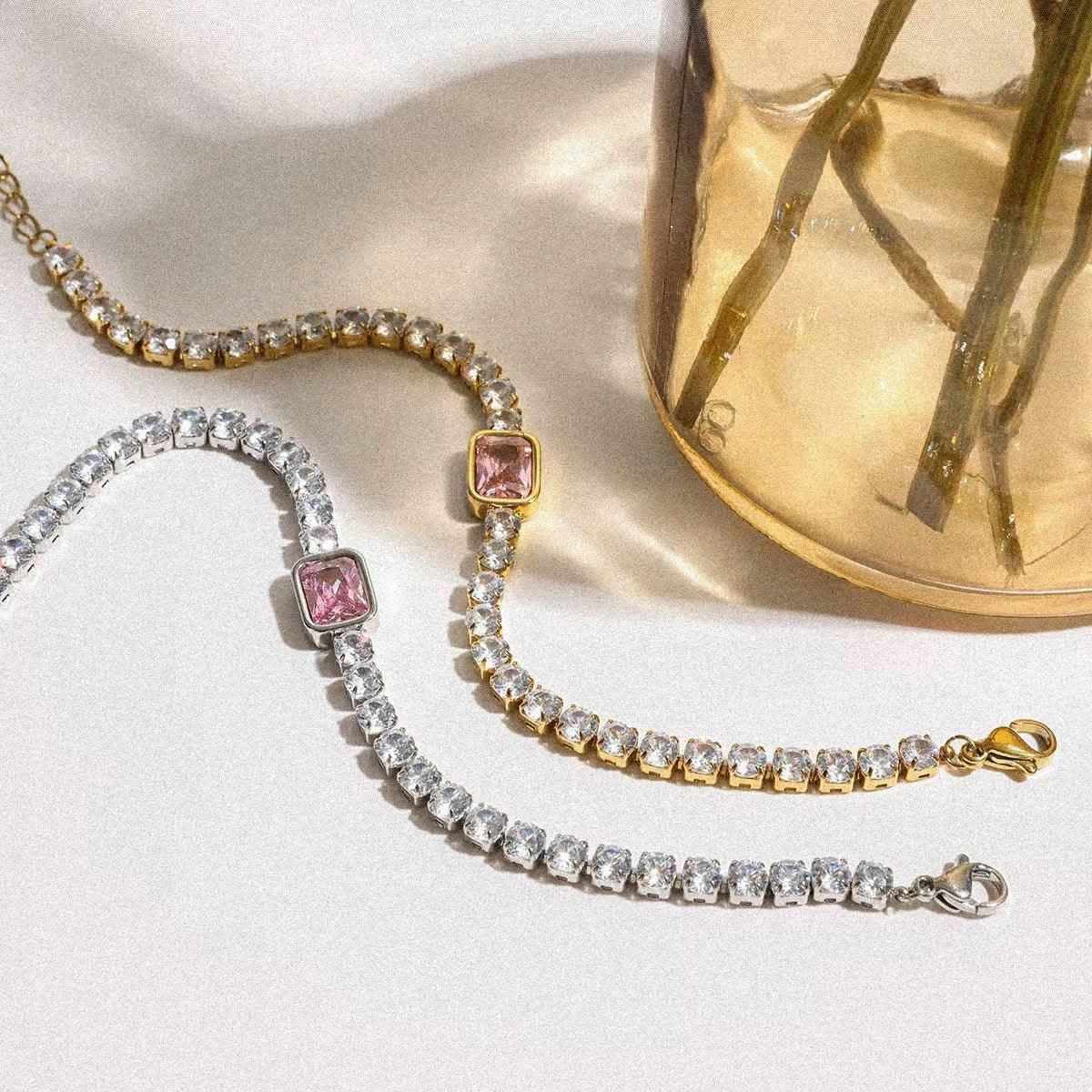 Pink Gemstone Tennis Bracelet - AYUNA