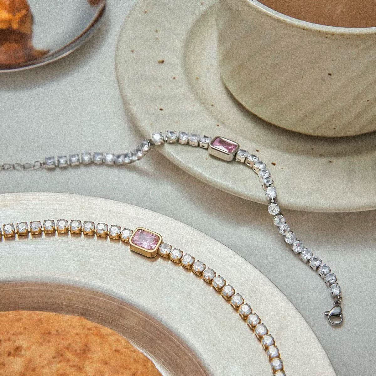 Pink Gemstone Tennis Bracelet - AYUNA