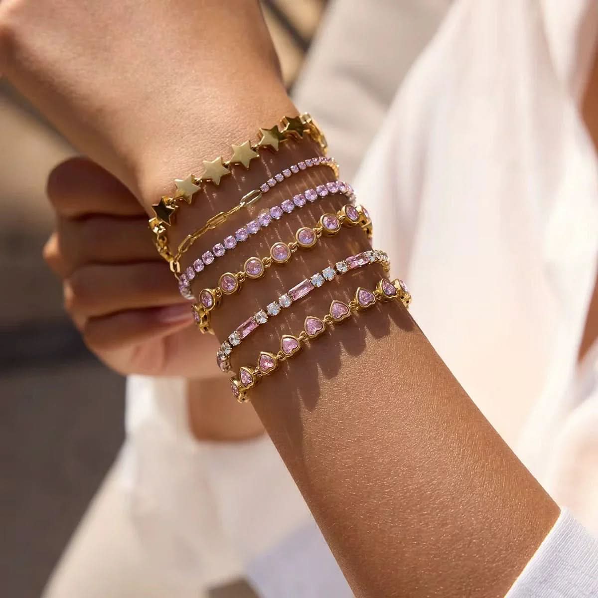 Pink Hearts Bracelet Vintage Aesthetic - AYUNA