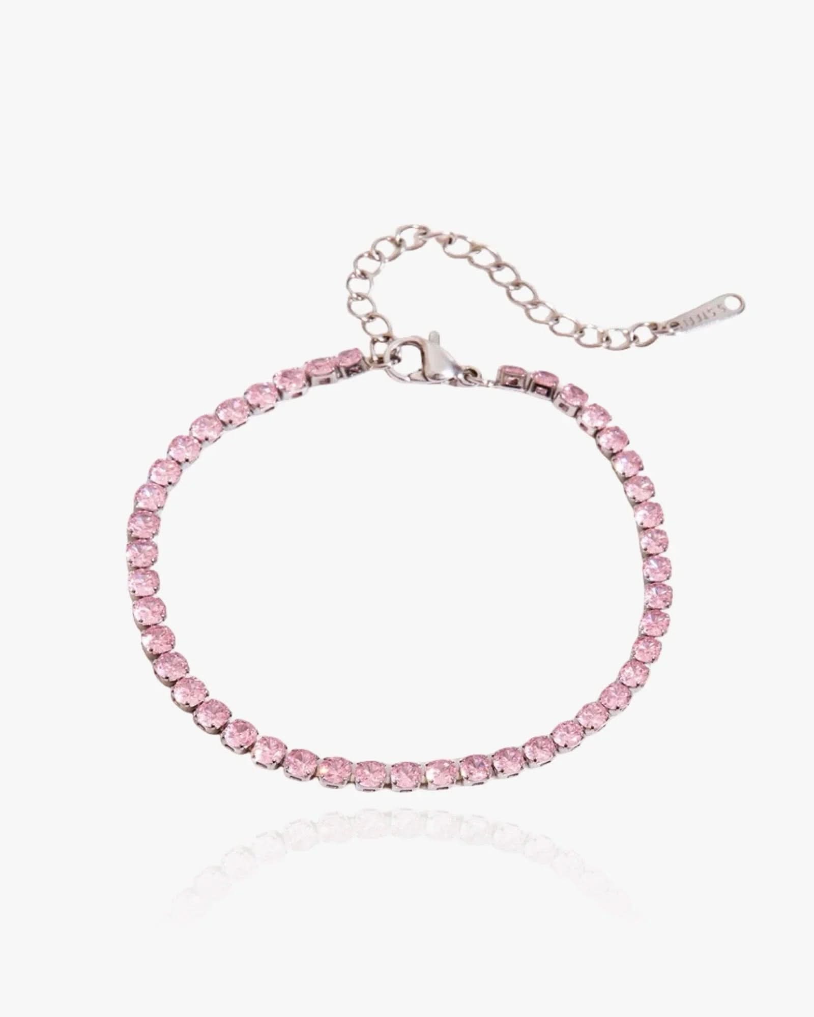 Pink Tennis Bracelet Silver - AYUNA