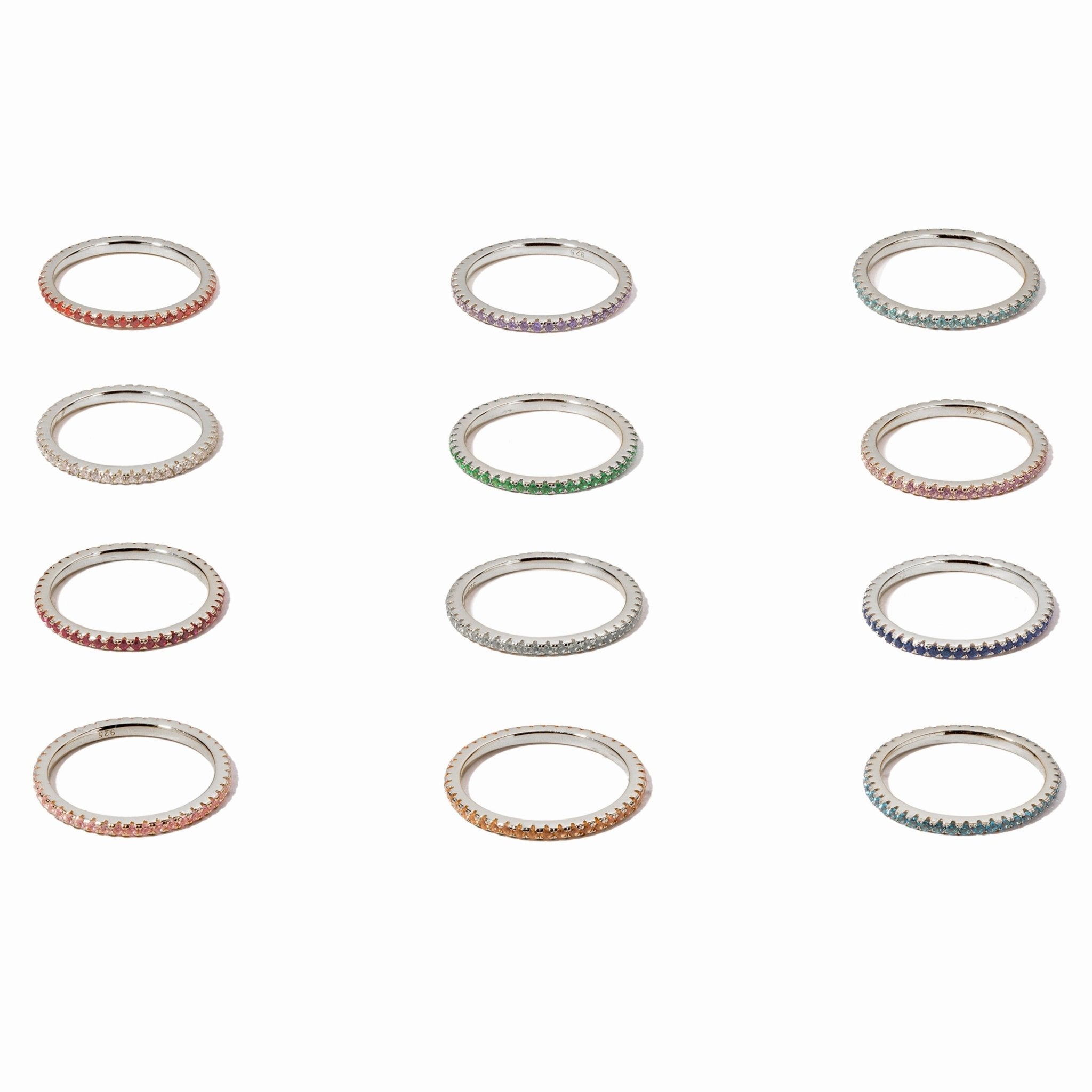 Silver Eternity Birthstone Rings - AYUNA