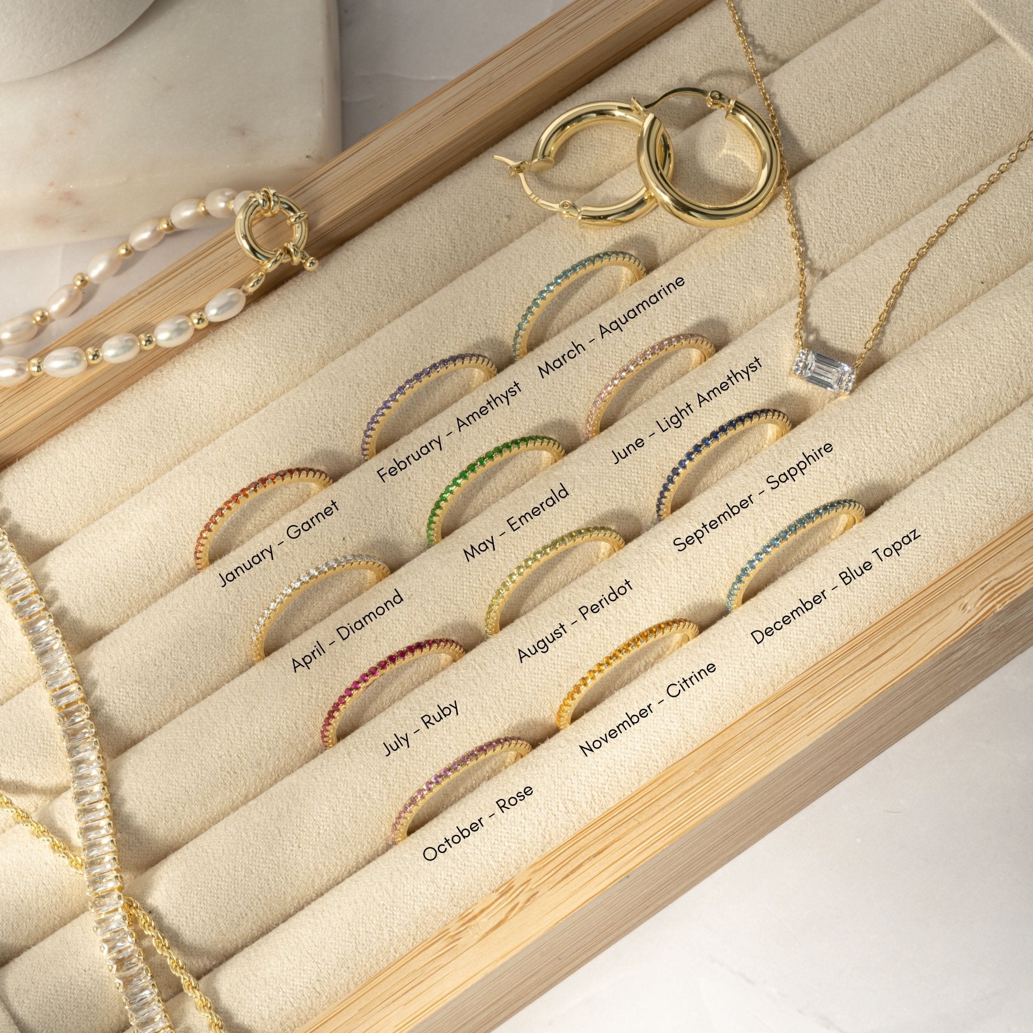 Silver Eternity Birthstone Rings - AYUNA