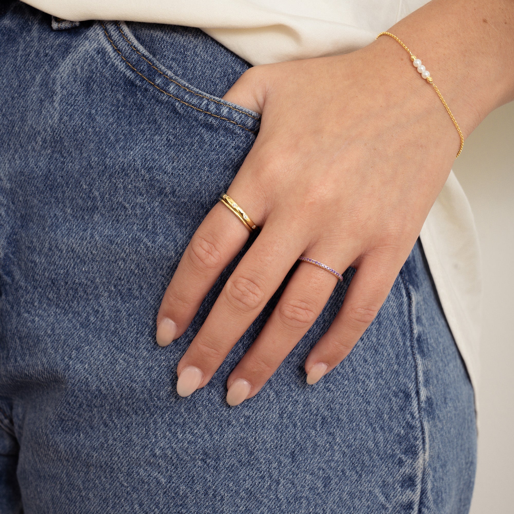 Silver Eternity Birthstone Rings - AYUNA