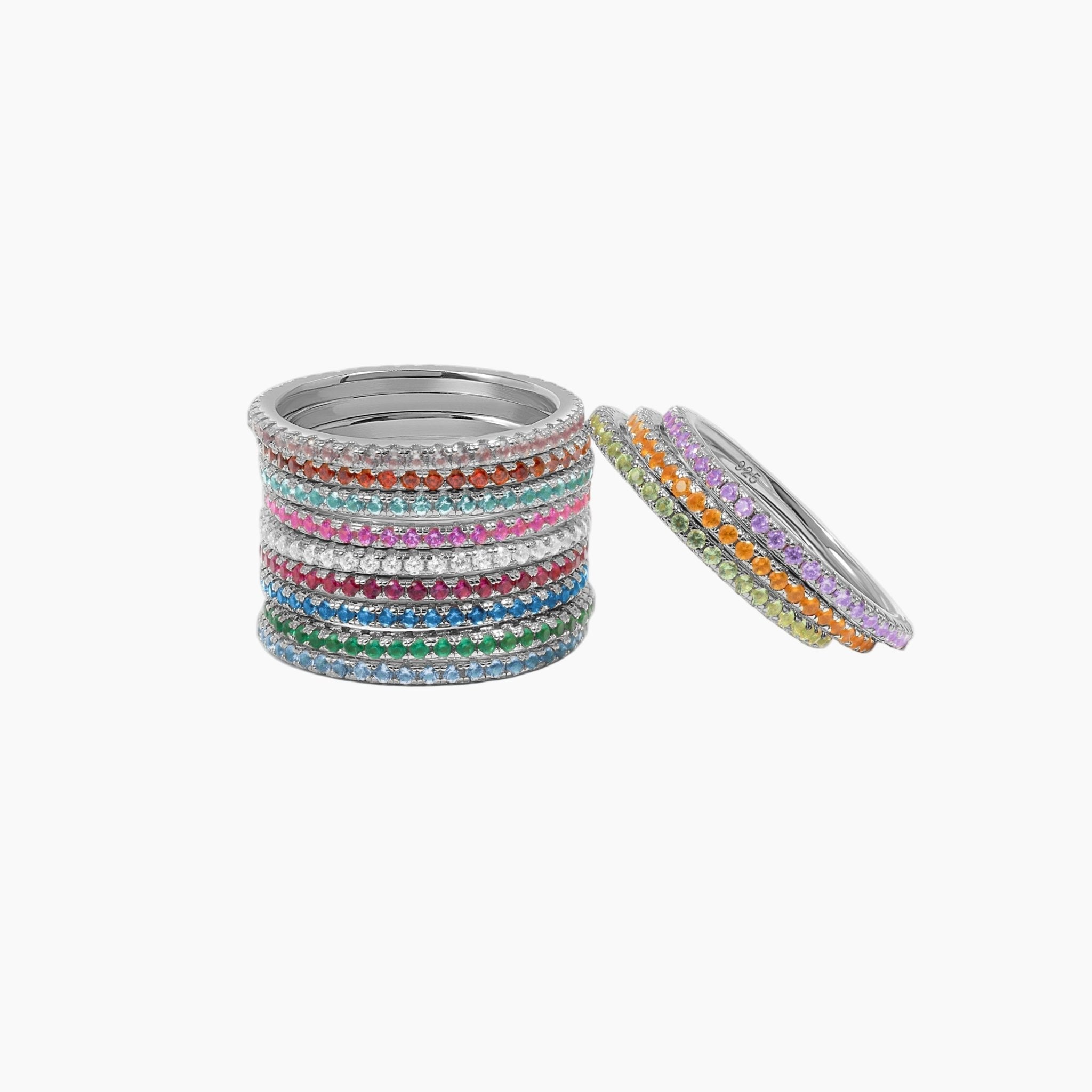 Silver Eternity Birthstone Rings - AYUNA