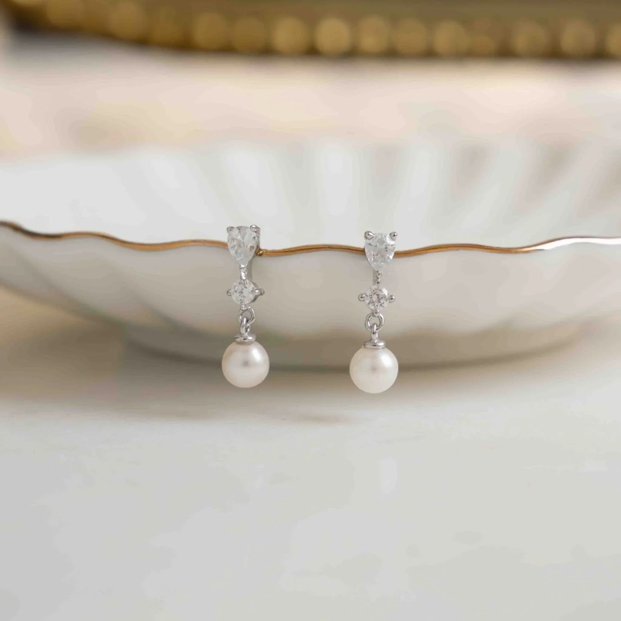 Small Pearl Drop Earrings - AYUNA